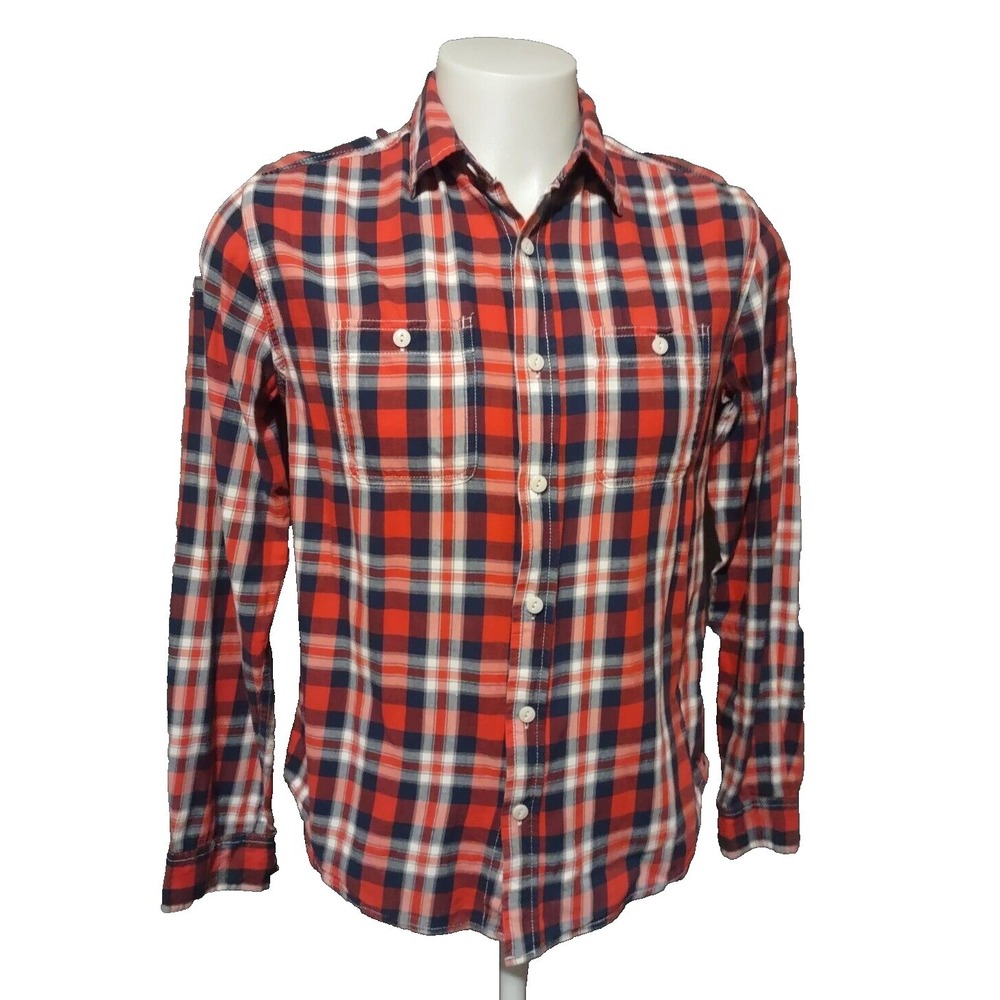 Aeropostale Shirt Womens Small Plaid Red Navy Blue Cabin Core Grunge Button Down